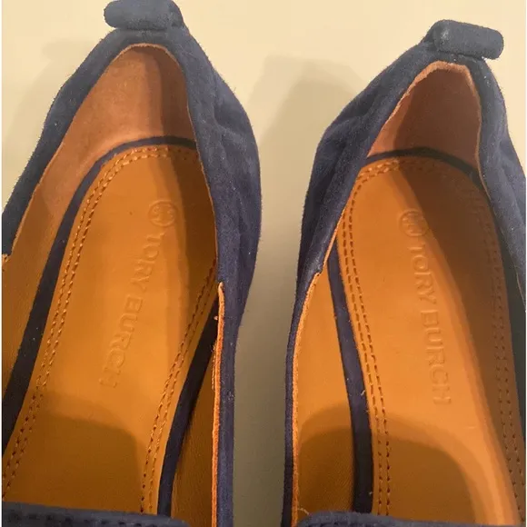 New Tory Burch Leigh Blue Suede Loafers Size 7