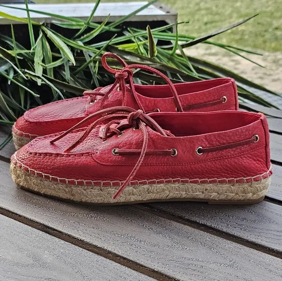 New Tory Burch red leather loafers