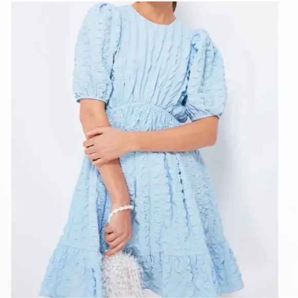 NEW Tuckernuck HYACINTH HOUSE Blue Textured Emersyn Mini Dress Women's Large