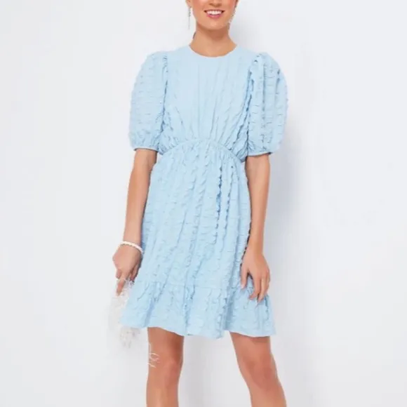 NEW Tuckernuck HYACINTH HOUSE Blue Textured Emersyn Mini Dress Women's Large