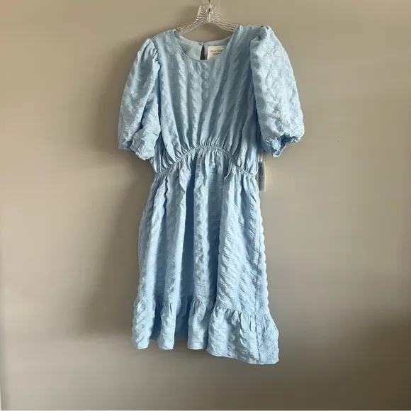 NEW Tuckernuck HYACINTH HOUSE Blue Textured Emersyn Mini Dress Women's Large