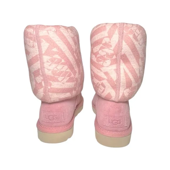 NEW UGG Classic Short Jersey Stripe Blush Boots - Women’s Size 6