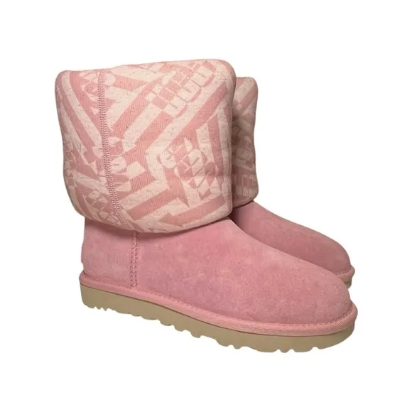 NEW UGG Classic Short Jersey Stripe Blush Boots - Women’s Size 6