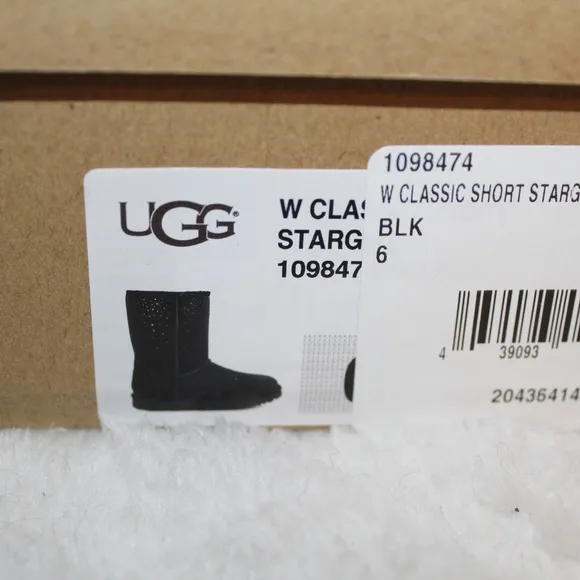 NEW UGG STARGIRL CLASSIC SHORT‎ BLACK BOOTS 6