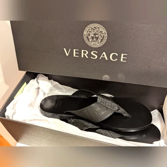 NEW Versace Leather Sandals, Size 9.5 US
