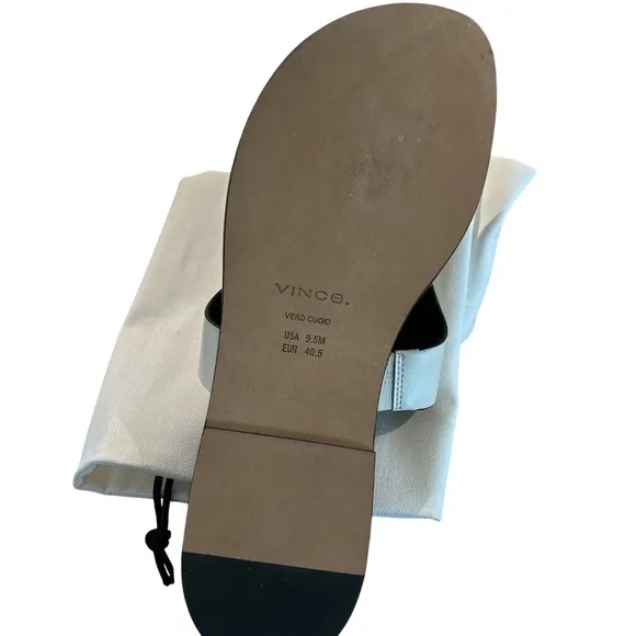 NEW! Vince Ellis Women's Milk White Leather Thong Flat Sandals Size 9.5 $295