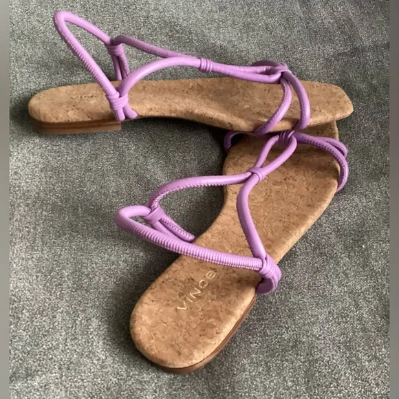 New Vince Hazen Leather Rope Flat Sandal in Purple/Lilac size 8/EU 38