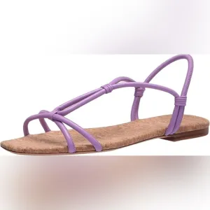 New Vince Hazen Leather Rope Flat Sandal in Purple/Lilac size 8/EU 38