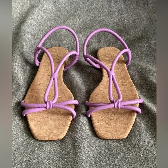 New Vince Hazen Leather Rope Flat Sandal in Purple/Lilac size 8/EU 38