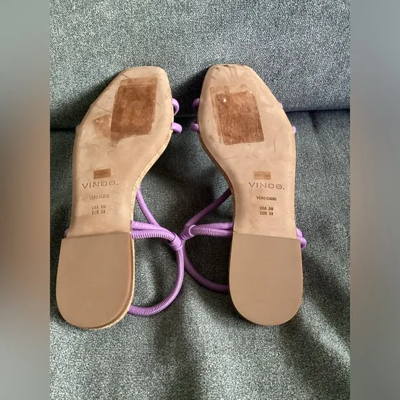 New Vince Hazen Leather Rope Flat Sandal in Purple/Lilac size 8/EU 38