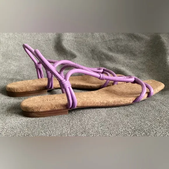 New Vince Hazen Leather Rope Flat Sandal in Purple/Lilac size 8/EU 38