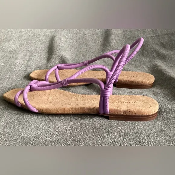 New Vince Hazen Leather Rope Flat Sandal in Purple/Lilac size 8/EU 38