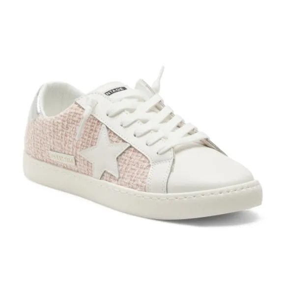 NEW VINTAGE HAVANA Carla Tweed Fashion Sneakers Pink Tweed