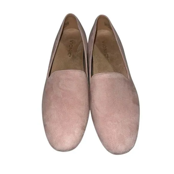 NEW VIONIC women's willa flat loafers in peach  suede