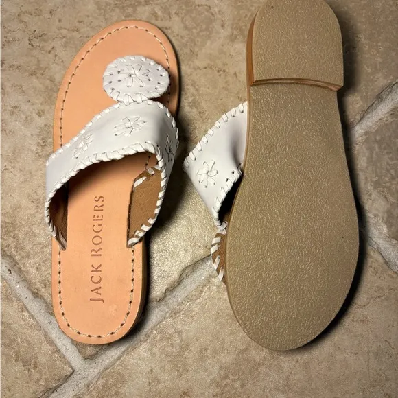 New without Box Jack Rogers Girls White Jacks Flat Sandals Summer Mommy and Me