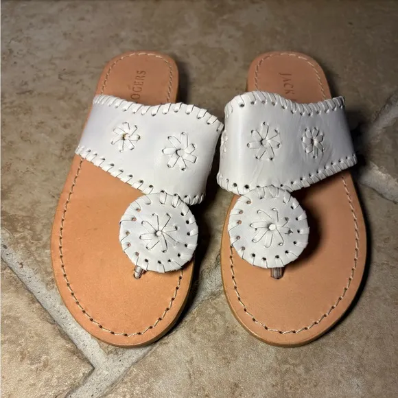 New without Box Jack Rogers Girls White Jacks Flat Sandals Summer Mommy and Me