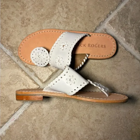 New without Box Jack Rogers Girls White Jacks Flat Sandals Summer Mommy and Me