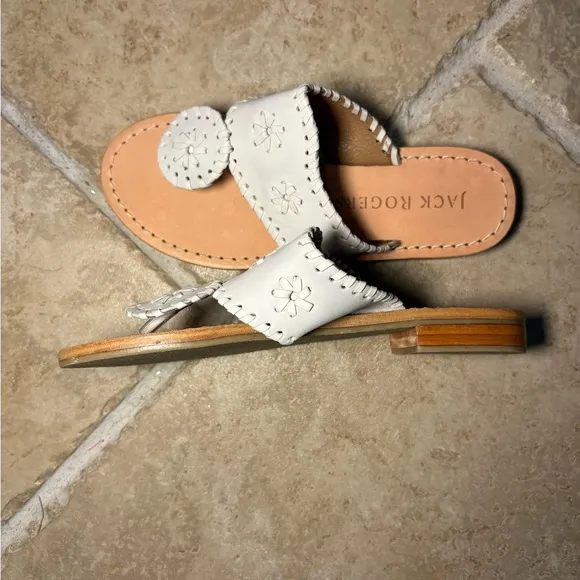 New without Box Jack Rogers Girls White Jacks Flat Sandals Summer Mommy and Me