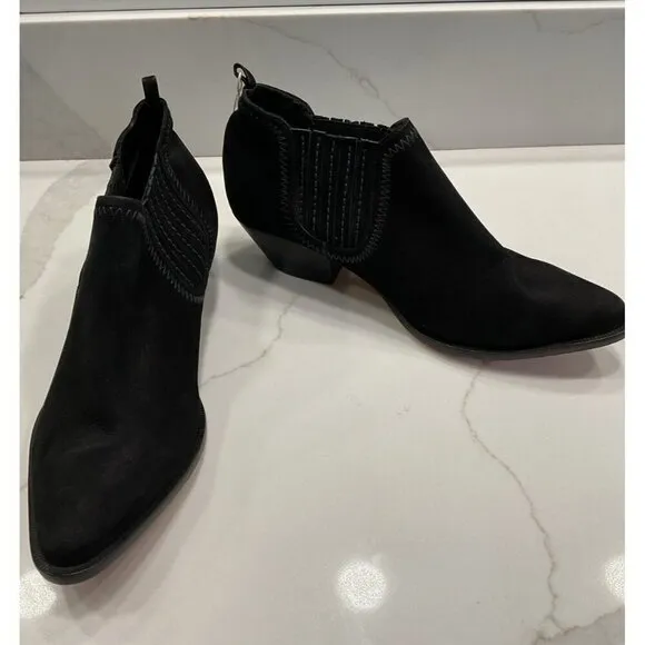 New Without Box Schutz Black Suede Booties Size 7.5