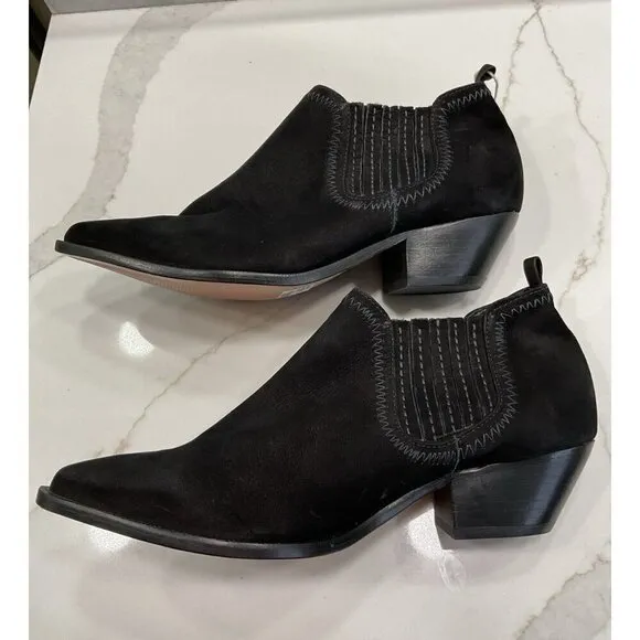 New Without Box Schutz Black Suede Booties Size 7.5