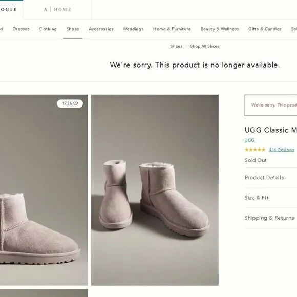 New women's 7 Ugg (from Anthropologie) Classic Mini II Boots in Pale Smoke