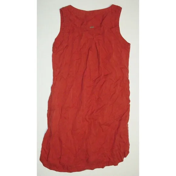 New Womens NWT PrAna M Talton Dress Pockets Patina Red Buttons Sleeveless Soft
