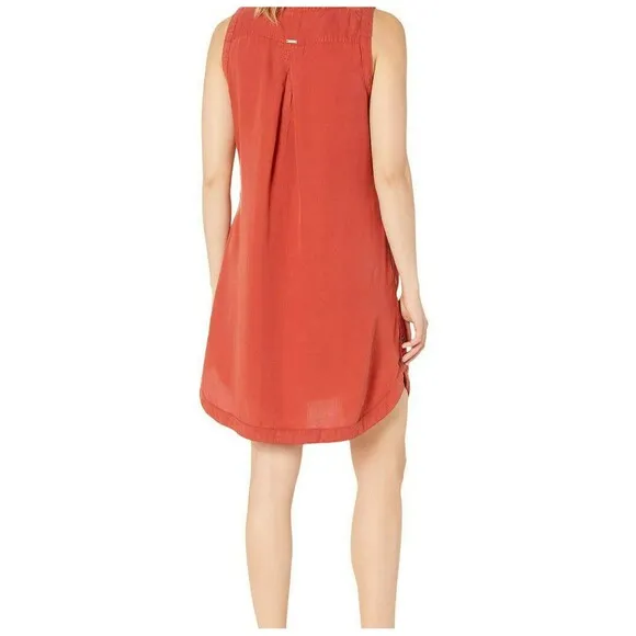 New Womens NWT PrAna M Talton Dress Pockets Patina Red Buttons Sleeveless Soft