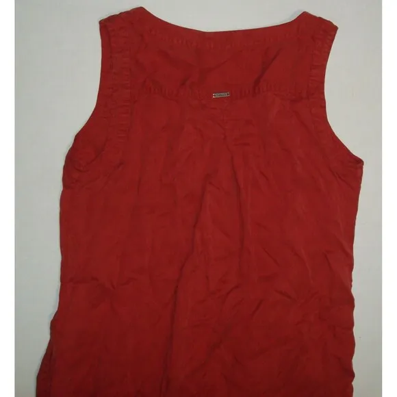 New Womens NWT PrAna M Talton Dress Pockets Patina Red Buttons Sleeveless Soft