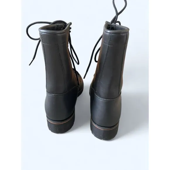 NEW Women's Tony Lama Black Leather Roper Lace Up Kiltie Boots 5.5 B