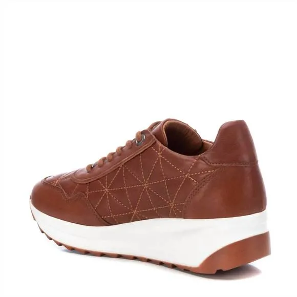 NEW XTI women's leather sneakers in camel