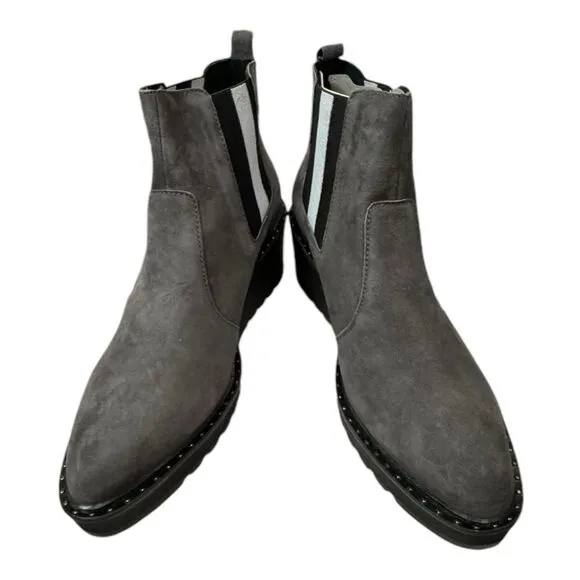 NEW Cecelia New York Gemma Slip On Gray Wedge Ankle Boots Booties 9.5