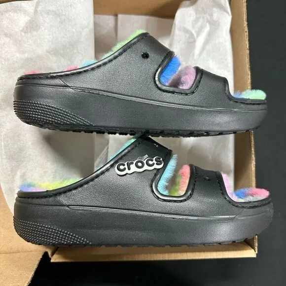 New Crocs Classic Cozzzy Spray Dye Sandals 5