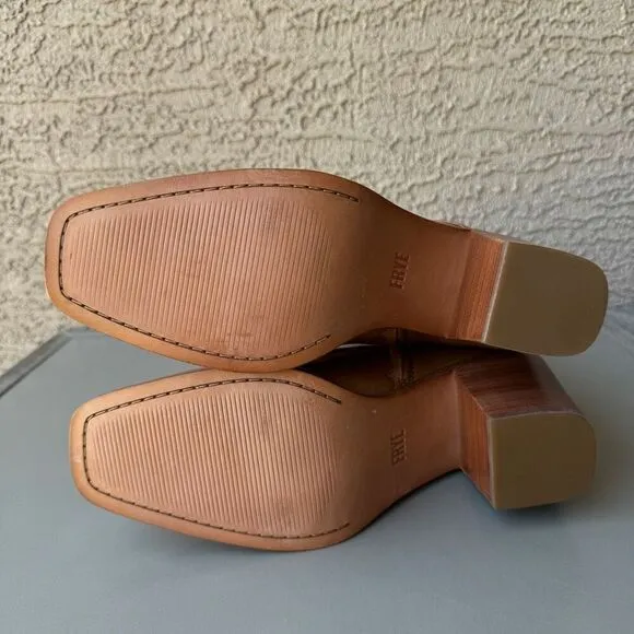 NEW Frye Georgia Lace Up Boots Women Size 10 Tan Leather Square Toe Prairie Boho