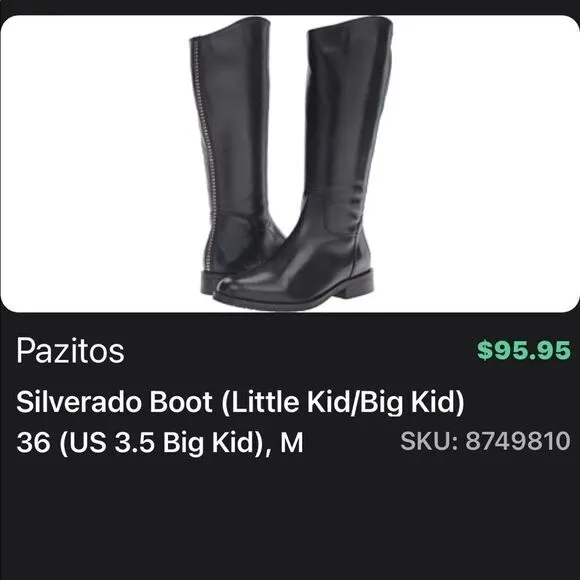 NEW IN BOX Pazitos black leather boots Eur 36
