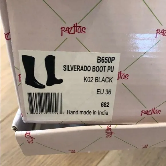 NEW IN BOX Pazitos black leather boots Eur 36