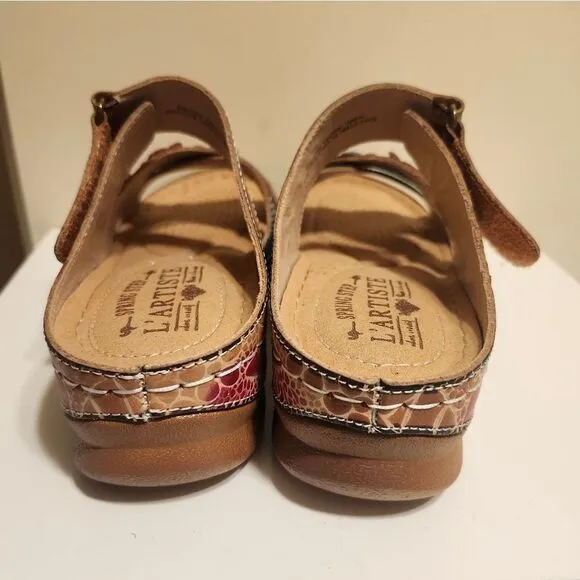 NEW L'Artiste by Spring Step Goodys Floral Leather Strappy Sandals sz.6/36 $180