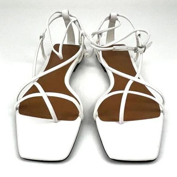 New Who What Wear Women Shoes White Straps Flat Gladiator Sandals US 7