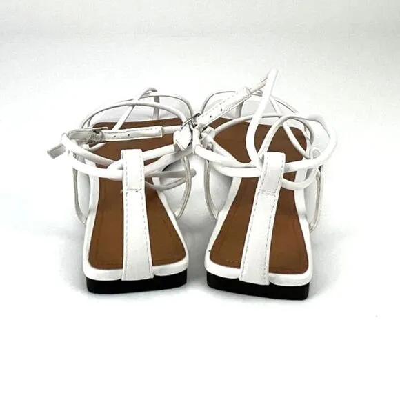New Who What Wear Women Shoes White Straps Flat Gladiator Sandals US 7