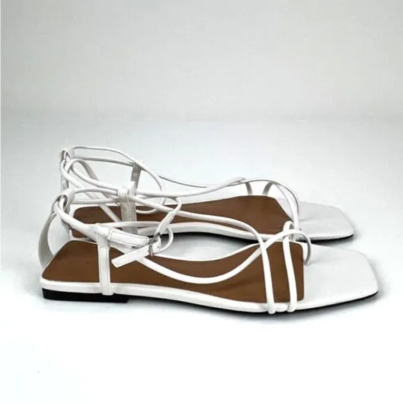 New Who What Wear Women Shoes White Straps Flat Gladiator Sandals US 7