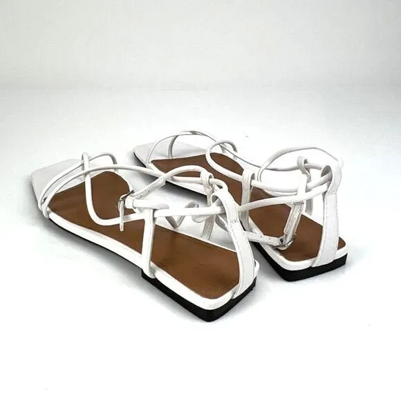 New Who What Wear Women Shoes White Straps Flat Gladiator Sandals US 7