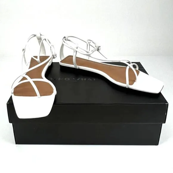 New Who What Wear Women Shoes White Straps Flat Gladiator Sandals US 7