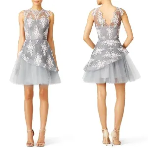 Nha Khanh Kenzie Gray Lace Tulle Dress $495