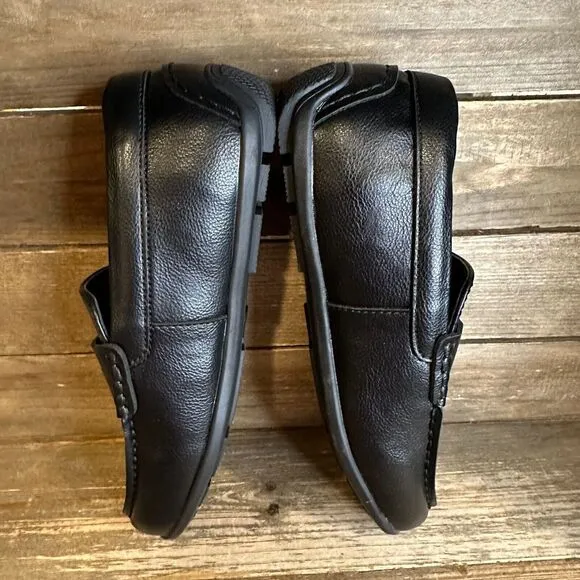 NIB Big Kids Nordstrom Black Faux Leather Casual Comfort Penny Loafers Size 3 Y