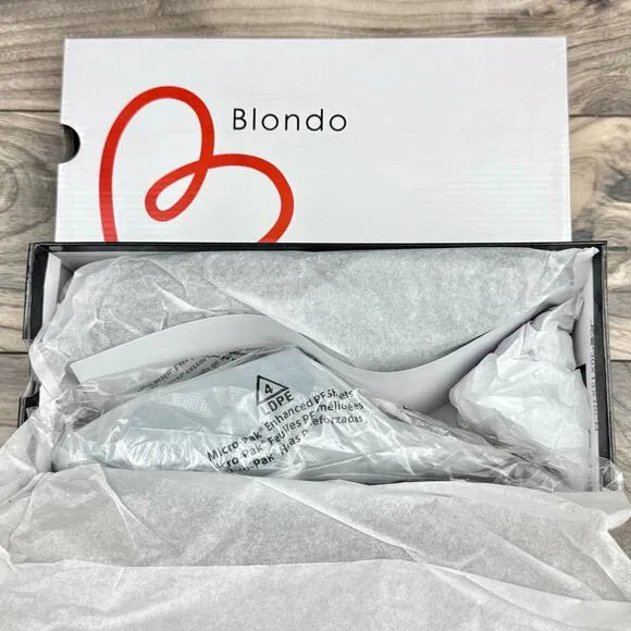 NIB Blondo 8M Waterproof Emilia Black Nubuck Slide Flat Sandals Jute Trim