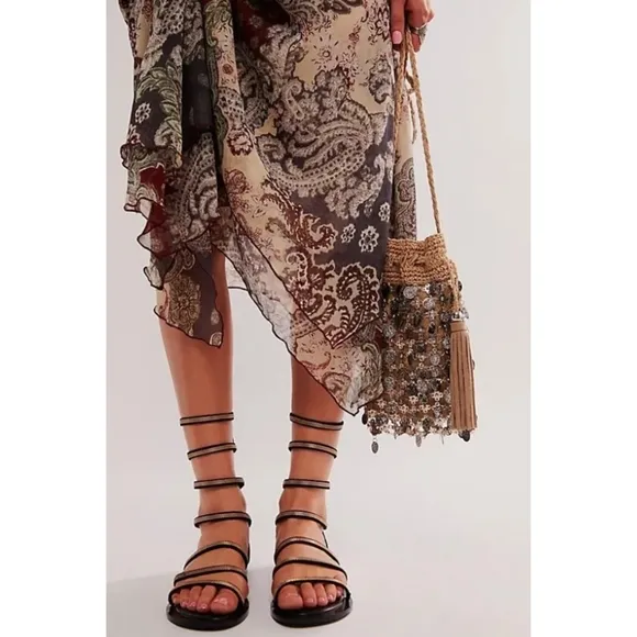 NIB Free People Theia Gladiator Sandals, Size 8, Color Black