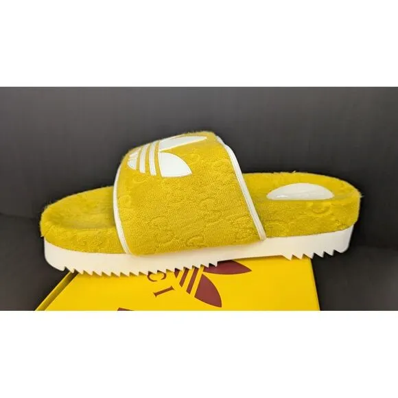 NIB GUCCI x ADIDAS SANDALS SLIDES MAGIC SPONGE GG‎ DEMETRA SIZE 12