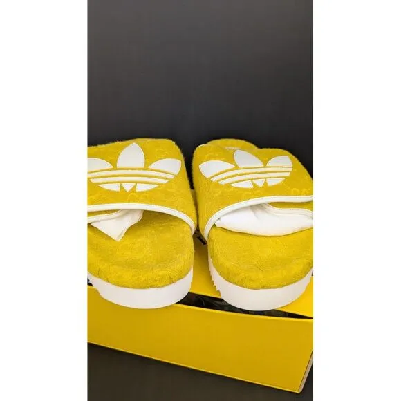 NIB GUCCI x ADIDAS SANDALS SLIDES MAGIC SPONGE GG‎ DEMETRA SIZE 12
