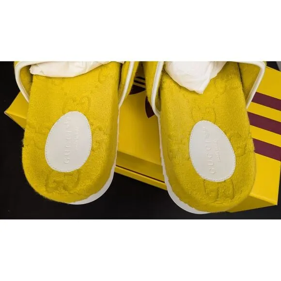 NIB GUCCI x ADIDAS SANDALS SLIDES MAGIC SPONGE GG‎ DEMETRA SIZE 12