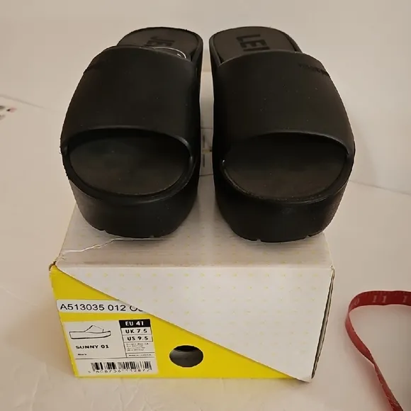 NIB Lemon Jelly Black Platform Slide Sandals 9.5