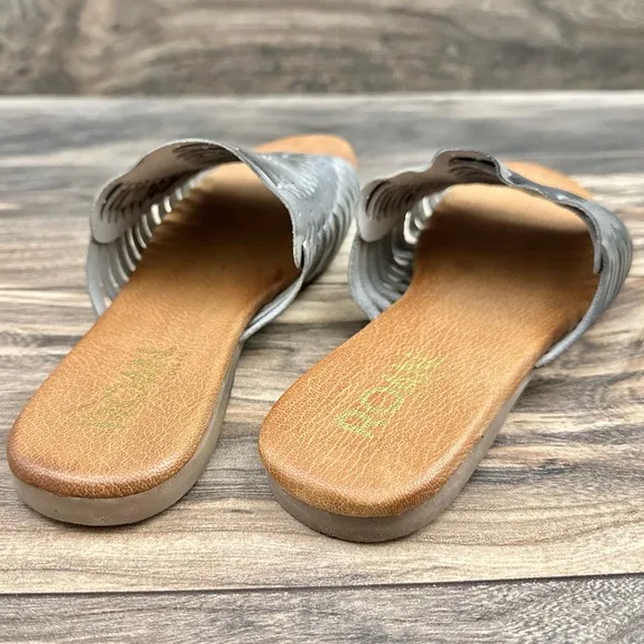 NIB Roan Bed Stu Chastity 8 38 Leather Huarache Slide Flat Sandals Alkaline Gray